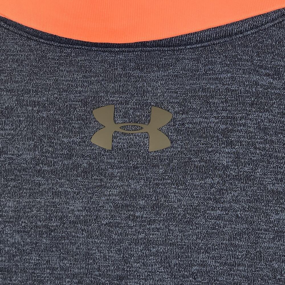Under Armour Golf Shirt Mens SMALL Navy Blue Neon Orange Stripe The Playoff Polo - Picture 5 of 5